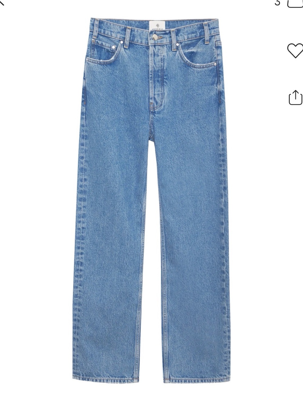 Anine Bing Light Blue Straight-Leg Jeans - Picture 3 of 7